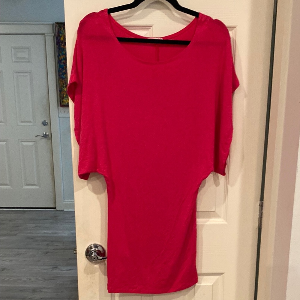 Chic Hot Pink Batwing Sleeve Top